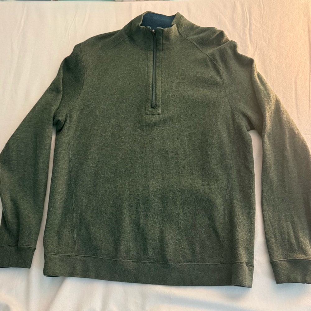 Tommy Bahama M Flip Coast Half Zip Men's Sweater in Forest Night Heather Green